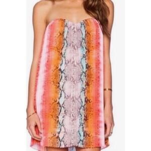 Lover +Friends Sunburst Pleated Strapless Mini Dress Size M